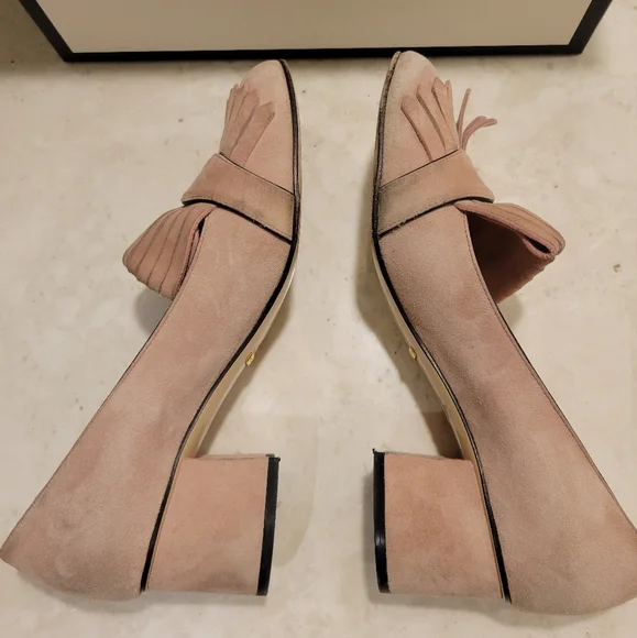 Gucci GG Marmont Pink Blush Fringe Loafer Pumps - Picture 10 of 11